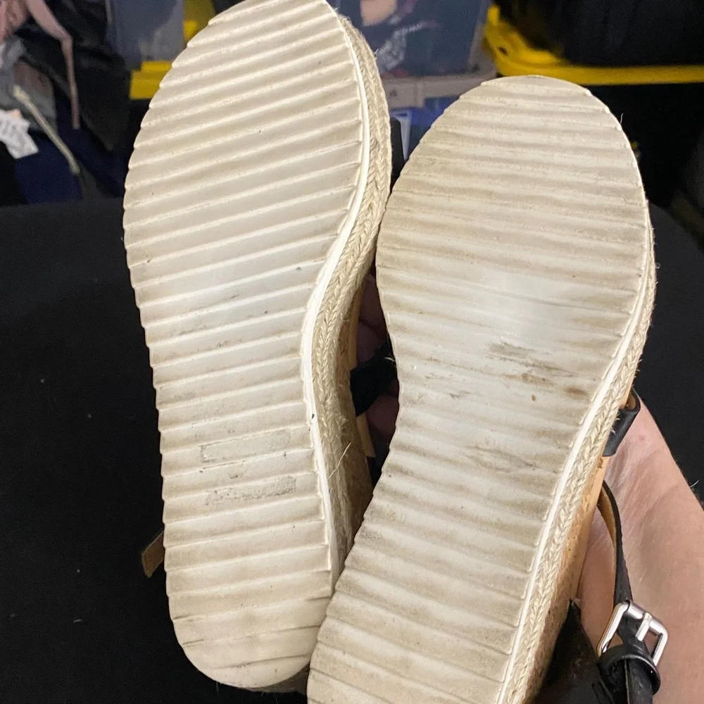 Report ELLA Black Espadrille Wedge cork and Jute‎ wo size 8.5 Sandals. GUC CLEAN